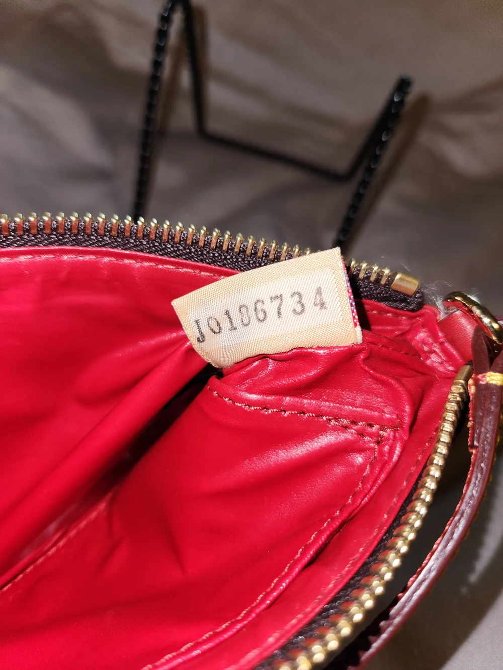 Dooney & Bourke Brown White Wristlet with Red Trim